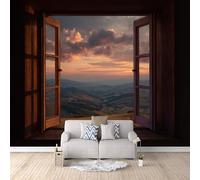 3D Wallpaper Window 500x280cm,Modern Art Wall Murals Photo Wall Mural Nature Landscape,for Living Room Bedroom Children's Room Home Decoration, Easy to Install