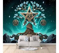 3D Wallpaper World Tree 150x105cm,Modern Art Wall Murals Photo Wall Mural Norse Runes,for Living Room Bedroom Children's Room Home Decoration, Easy to Install