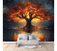 3D Wallpaper World Tree 500x280cm,Modern Art Wall Murals Photo Wall Mural Lake,for Living Room Bedroom Children's Room Home Decoration, Easy to Install