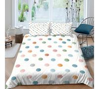 3D Washable Microfibre Watercolor dots Quilt Cover Set All Season Bedding Set with Pillow Shams Pastel polka dot style Bed Quilt Cover Easy Care Breathable Washable for Couples King（220x240cm）