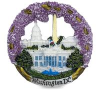3D Washington DC Souvenir Magnet - Hand-Painted Landmark Fridge Magnet with White House, Capitol & Washington Monument - 7.5cm Decorative Travel Keepsake