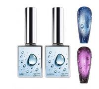 3D Water Drop Gel Top Coat Set, No Wipe, Bubble Ice Dew, 3D Rain Drop Effect Non-Wipe Glossy Shiny Nail Art Top Coat, High Gloss Rain Nail Gel Polish, 2-Step DIY Manicure System ，2pc