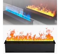 3D Water Vapor Electric Fireplace with Adjustable Multicolor Flames, Automatic Filling, App & Remote Control, Ultra-thin Panel