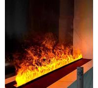 3D Water Vapor Fireplace Atomized Fireplace with 8 Adjustable Flame Colors and 5 Brightness Levels Brushed Stainless Steel Touch/Remote Control,01,150cm/59inch