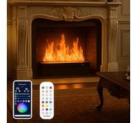 3D Water Vapor Fireplace, Electric Atomizing Fireplace With 9 Adjustable Flame/APP+Remote Control, Recessed Vapor Fireplace Support Auto Water Inlet/Outlet & Manual 100cm/39.3in
