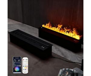 3D Water Vapor Fireplace,Fire Places Electric Fireplace-Remote&App-Controlled with 9 Flame Colors,3D Simulation Flame, Touch Panel, Auto Water Refill, Safe Humidifier for Dry Air Relief 1200mm/47.2in