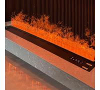 3D Water Vapor Fireplace Insert with Adjustable RGB Flame Modes, Ultra-Slim Brushed Stainless Steel Frame, Dual Touch & Remote Control for Cozy Home Ambiance(Black,50cm/19.7in)