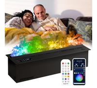 3D Water Vapor Fireplace With Humidifier Flame, Recessed Electric Fireplace-9 Color, Vapor Fireplace With Water Mist Touchable + Remote/App Control+Timer, Auto Water Supply 100cm/39.3in