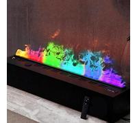 3D Water Vapor Fireplace with LCD Display, Remote Control, and App - Stainless Steel, Built-in Atomized Design, 7 Realistic Flame Adjustments