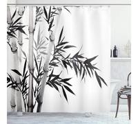 3D Watercolor Bamboo Shower Curtain, Chinese Theme Bathroom Curtain Polyester Fabric Waterproof Shower Curtains, Shower Curtain Mould Proof with 12 Hooks, 250 x 200 cm 5094-FG