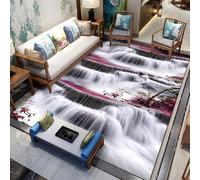 3D Waterfall Area Rug Optical Illusion Mountain Cliff Water Hallway Printed Non Slip Washable for Bedroom Living Room Dining Room Study (13,160 * 240cm)