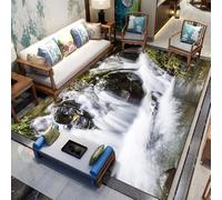 3D Waterfall Area Rug Optical Illusion Mountain Cliff Water Hallway Printed Non Slip Washable for Bedroom Living Room Dining Room Study (12,100 * 200cm)