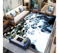 3D Waterfall Area Rug Optical Illusion Mountain Cliff Water Hallway Printed Non Slip Washable for Bedroom Living Room Dining Room Study (6,160 * 240cm)