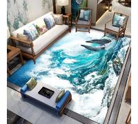 3D Waterfall Area Rug Optical Illusion Mountain Cliff Water Hallway Printed Non Slip Washable for Bedroom Living Room Dining Room Study (1,180 * 250cm)