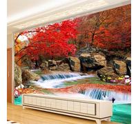 3D Waterfall Forest Trees Landscape 450(W) X315(H) Cm 3D Wall Mural, Peel and Stick Art Decor Paintings Large Wallpaper Mural for Bedroom Living Room Children's Room Sofa Background Wal-2144505