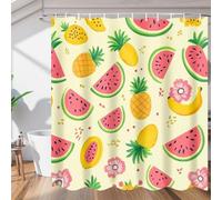 3D Watermelon Pineapple Shower Curtain Mould Proof Resistant Narrow Shower Curtains 120 x 180 cm Wet Room Waterproof Washable Fabric Fruit Bathroom Curtains with 8 Hooks e-1677