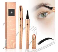 3D Waterproof Microblading Eyebrow Pencil Contouring Pen, Upgrade Magic Eyebrow Pencil 4 Tipped Precise Brow Pen, Fine Stroke Microblading Eyebrow Pencil Natural Makeup (Black)