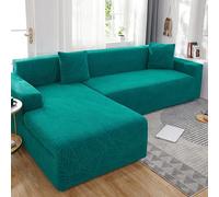 3D Waterproof Sofa Cover Breathable & Comfortable Full Set Couch Protector for Home Decoration (Emerald Green A-A 4-Seater 235-300cm)