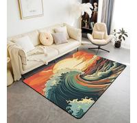 3D Wave Landscape Printed Carpet Living Room Home Kids Play Floor Mat Bedside Sofa Coffee Table Area Rugs Lounge Decoration Bedroom Household Carpets 100 X 200 Cm, Stain Resistant Easy -3679678580338