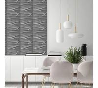 3D Wavy Wave Design Wall Panels Interior Cladding Panels 50cm x 50cm (6 Sheets) Novecrafto Grey One Size