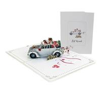 3D Wedding Card with Pop-Up Car, Wedding Cards for Bride and Groom, Wedding Gifts for Engagement, Bridal Shower, Newlyweds, Wedding Congratulations