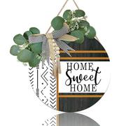 3D Welcome Sign Front Door Wreath,Home Sweet Home Boho Outdoor Sign Hanging Porch Decor Wooden, Farmhouse Aztec Wall Sign with Artificial Leaves Beads Front Door Decorations Outside All Year