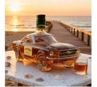 3D Whiskey Decanter Hand Blown Glass Art Spirit Bottle Bar Decoration (Car)