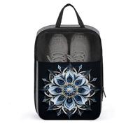 3D White and Blue Mandala Flower Shoe Bag for Travel Daily Use Anti-dust Storage Carrier Golf Shoe Pouch