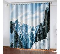 3D White Majestic Snow-Capped Mountains Printed Blackout Curtains - Set Of 2 Panels For Bedroom And Living Room Decoration, Eyelet Design, Thermal Insulated Drapes For Kids, Boys, And Girls - 84