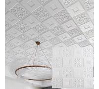 3D White Peel and Stick Foam Ceiling Tiles 5mm Thick Stylish Self-Adhesive Backsplash Panels Trimmable Design 60 Pieces for Easy Home Decor Upgrade