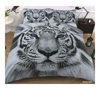 (3D White Tiger, King) 3D Animal Print Bedding Quilt Cover Duvet Set