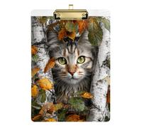 3D White Trees Cat clipboard Folio with Writing pad Waterproof for Nursing Student Trade Quest Size 9 x 12