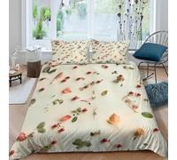 3D Wild Berries in the Forests Super King Duvet Cover Sets Fallen Leaves Double Bedding Set Warm Comfort Microfiber Quilt Cover Size 240x260 cm with 2 Pillowcases 50×75 cm E-4794