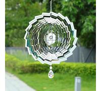 3D Wind Spinners Outdoor Flowing-Light Effect Metal Garden Decor, Highly Reflective Bird Deterrents for Outside, Mirrored Wind Sculptures to Scare Birds Away from Yard Patio Farm (Vortex-Silver)