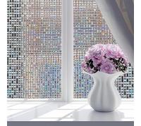 3D Window Film 90x200cm Privacy Window Film Self Adhesive Glass Film Window Stickers Non Adhesive Film for Bedroom Bathroom Living Room Office (Mosaic Cube-60x200cm)