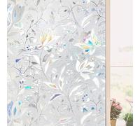 3D Window Film Privacy Film for Glass Windows, No Glue Self-adhesive Tulip Window Covering Vinyl Frosted Opaque Decorative Film Heat Control Static Cling Anti-UV for Kitchen Room 60x200cm