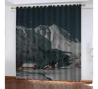 3D Winter Alpine Landscape Blackout Curtains2 Pieces Modern Thermal Window Drapes for Living Room & Bedroom Home DecorInsulating Room Darkening Curtains