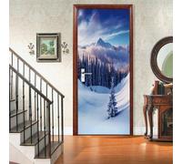 3D Winter Forest Landscape Door Stickers Self-Adhesive Posters Wallpapers Murals Art Wall Stickers Photo 100 X 215 Cm PVC Removable Door Decoration for Living Room Bedroom Bathroom Kitchen-1895938676