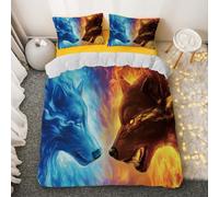 3D Wolf Bedding Set Wildlife Animal Comforter Cover Set Wolves Howl at the Moon in the Night Sky for Lover Kids Teens Boys Girls Man Women Bedroom Decor 3Pcs (Colour 6,Single:135x200cm (3Piece))
