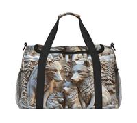 3D Wolf Belt Stone Effect Waterproof Weekender Bags Duffel Bag Large Carry On Hand Luggage Bags Foldable Tote Bag for Travel Sports Gym Dance
