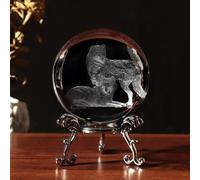 3D Wolf Crystal Ball with Stand Paperweights Healing Ball, Wolf Gifts for Men Husband Family, Wolf Decor for Room Office, Paperweight Art Glass Decorative, Ideal Gifts for Christmas Birthday (60mm)