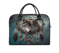 3D Wolf Dream Catcher Laptop Tote Bag Casual Travel Handbag Multi Pocket Shoulder Bags for Work Travel