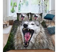 3D Wolf Duvet Cover Set Super King Size Teens Adults Wild Animals Super King Bedding Quilt Cover Sets Wolf Pattern Printed Ultra Soft 3pcs Bedroom Comforter Covers with Zipper a.4643