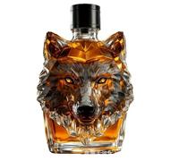 3D Wolf Head Whisky Decanter Glass Carafe - Unique Drinks Dispenser & Transparent Spirits Bottle for Scotch, Rum & Brandy - Home Bar Décor Gift for Whisky Lovers