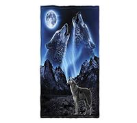3D Wolf Moon Design Beach Towels Extra Large For Adults Men Kids Boy Microfibre Lightweight Luxury xl Funny Swim Towels Quick Dry Novelty Bath Towels Travel Surf Blanket (blue,70 x 150 cm)
