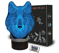 3D Wolf Night Light, Optical Illusion Lamp for Home Decor & Co-Sleeping ,Remote Controller with 16 Color Changing Gifts for Kids, Boys & Men, Girls & Women