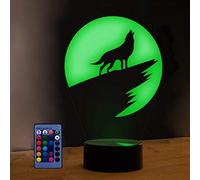 3D Wolf Night Light USB Powered Remote Control Touch Switch Optical Illusion Lams 7/16 Colors Changing 3D LED Lamp Xmas Brithday Children Kids Decor Toy Gift