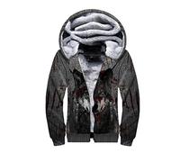 3D Wolf Printed Fleece Zipper Hoodies Men for Women Winter Warm Double Plus Velvet Jacket Cosplay Cardigan
