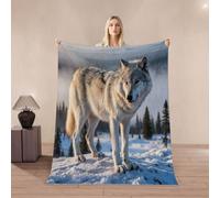 3D Wolf Throw Blanket 130x150cm Microfiber Fleece Ultra Super Soft Fleece Cozy Plush Warm Animals Wolf Flannel Blanket All Season Bedding for Bed Couch Travel（MXX 12-5）