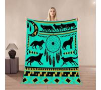 3D Wolf Throw Blanket 180x220cm Microfiber Fleece Ultra Super Soft Fleece Cozy Plush Warm Dreamcatcher Flannel Blanket All Season Bedding for Bed Couch Travel（MXX 3-3）